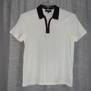 Express Cream Polo Shirt with Dark Collar